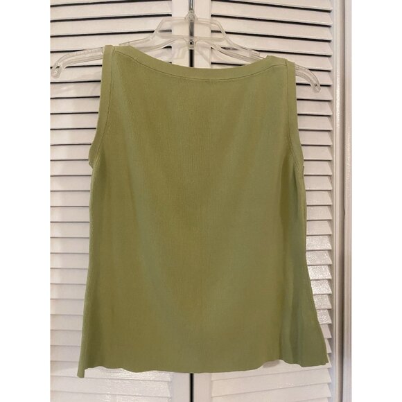 Ann Taylor LOFT Womens Cotton Blend Blouse Top Sz M Green Sleeveless Pullover - Picture 1 of 5